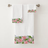 Schöne rosa Blume auf Weiß Badhandtuch Set (Insitu)