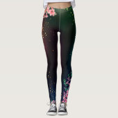Schöne rosa Blume blühen Leggings (Vorderseite)