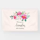 Schöne rosa Blume Bouquet Geburtstag Willkommen Banner (Horizontal)