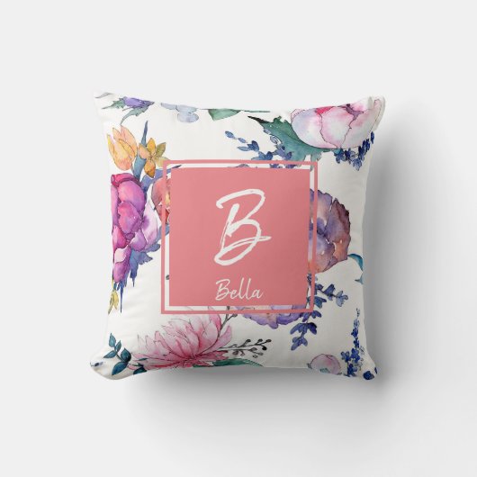 Schöne Rosa Blume Briefmarke Girl Kinderzimmer Kissen (Vorderseite)