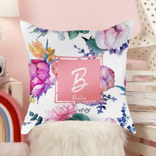 Schöne Rosa Blume Briefmarke Girl Kinderzimmer Kissen