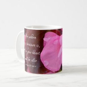 Schöne rosa Blume Christliche Bibelverse Kaffeetasse