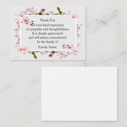 Schöne rosa Blume Danke Karte (Vorne/Hinten)