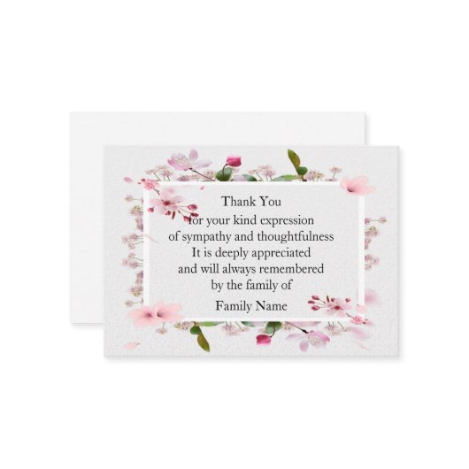 Schöne rosa Blume Danke Karte (Vorderseite/Rückseite Beispiel)