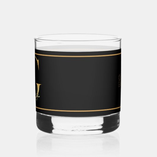 Schöne rosa Blume dekoriert Gold Monogram G Whiskyglas (Links)