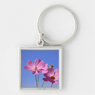 schöne rosa Blume, die einen klaren, blauen Himmel Schlüsselanhänger