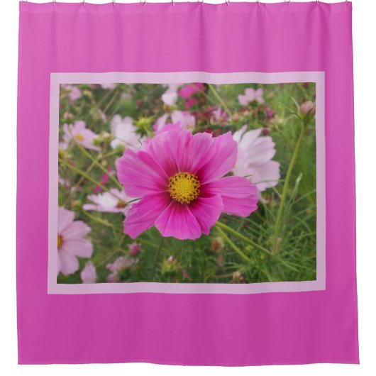 Schöne rosa Blume Duschvorhang (Vorderseite)
