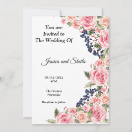 Schöne rosa Blume Einladung Hochzeit,