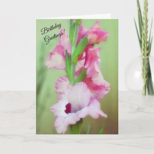 Schöne rosa Blume Floral Gladiolus Birthday Karte (Vorderseite)