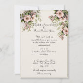 Schöne rosa Blume Grüne Weinberge Einladung (Rückseite)