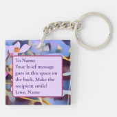 Schöne rosa Blume individuell einstellbar Schlüsselanhänger (Rückseite)