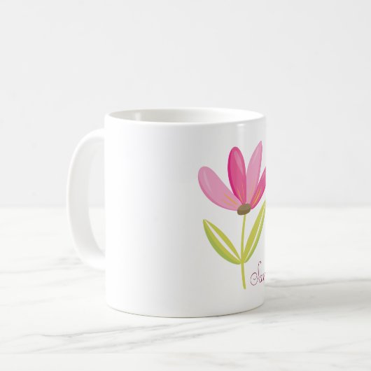 Schöne rosa Blume Kaffeetasse (Vorderseite Links)