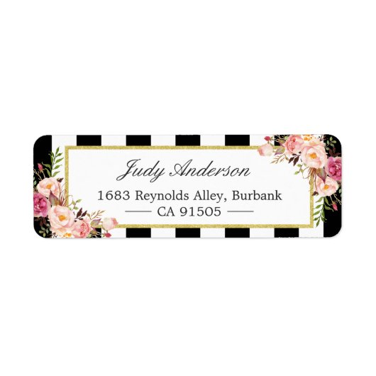 Schöne rosa Blume Klassische Schwarz-weiße Streife (Vorne)