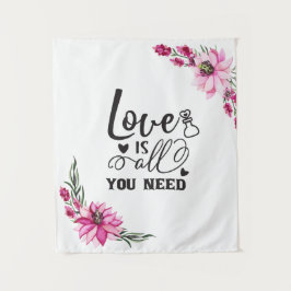 Schöne Rosa Blume/Liebe ist alles, was Sie brauche Wandteppich