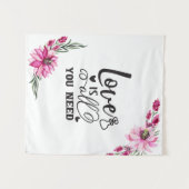 Schöne Rosa Blume/Liebe ist alles, was Sie brauche Wandteppich (Vorderseite (Horizontal))