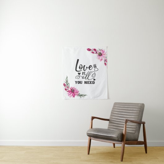Schöne Rosa Blume/Liebe ist alles, was Sie brauche Wandteppich (Beispiel)