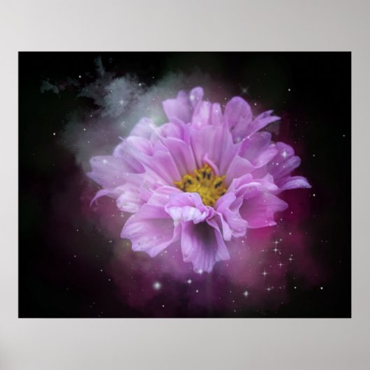 Schöne rosa Blume Minimalistisch Poster (Vorne)