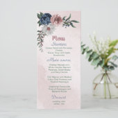 Schöne, rosa Blume mit blauen Marinebasen Menükarte (Stehend Vorderseite)