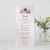 Schöne, rosa Blume mit blauen Marinebasen Menükarte (Stehend Vorderseite)