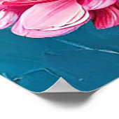 Schöne rosa Blume mit grünen Blätter Poster (Ecke)