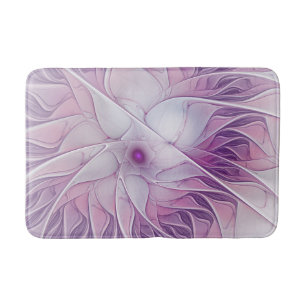 Schöne rosa Blume Moderne Abstrakte Fraktal Kunst, Badematte
