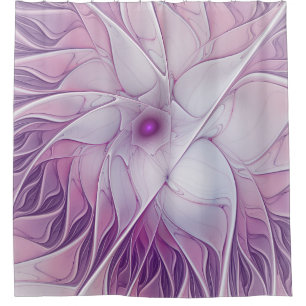Schöne rosa Blume Moderne Abstrakte Fraktal Kunst, Duschvorhang