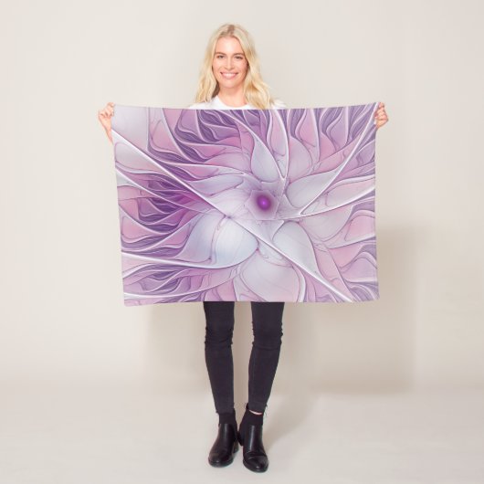 Schöne rosa Blume Moderne Abstrakte Fraktal Kunst, Fleecedecke (Beispiel)