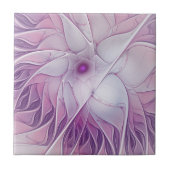 Schöne rosa Blume Moderne Abstrakte Fraktal Kunst, Fliese (Vorderseite)