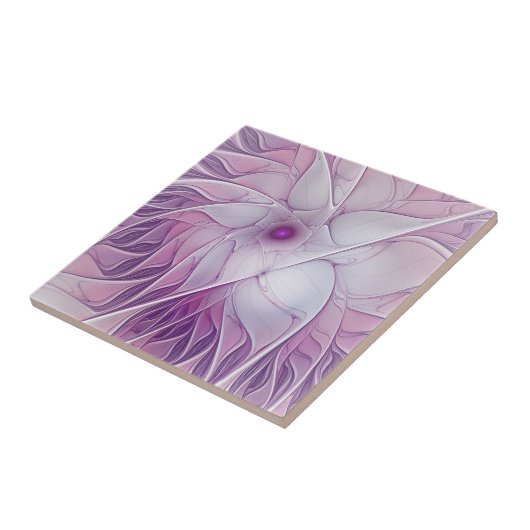 Schöne rosa Blume Moderne Abstrakte Fraktal Kunst, Fliese (Seite)