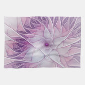 Schöne rosa Blume Moderne Abstrakte Fraktal Kunst, Geschirrtuch (Horizontal)