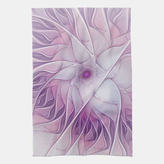 Schöne rosa Blume Moderne Abstrakte Fraktal Kunst, Geschirrtuch (Vertikal)