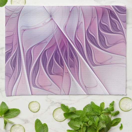 Schöne rosa Blume Moderne Abstrakte Fraktal Kunst, Geschirrtuch (Gefaltet)