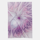 Schöne rosa Blume Moderne Abstrakte Fraktal Kunst, Geschirrtuch (Vertikal)