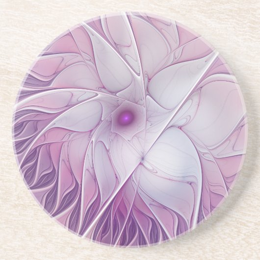 Schöne rosa Blume Moderne Abstrakte Fraktal Kunst, Getränkeuntersetzer (Vorne)