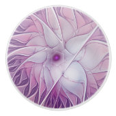 Schöne rosa Blume Moderne Abstrakte Fraktal Kunst, Keramikknauf (Vorderseite)