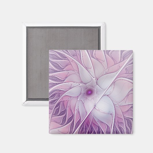 Schöne rosa Blume Moderne Abstrakte Fraktal Kunst, Magnet (Vorderseite/Rückseite)