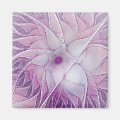 Schöne rosa Blume Moderne Abstrakte Fraktal Kunst, Magnet (Vorne)