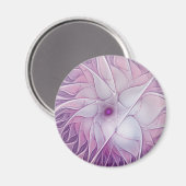 Schöne rosa Blume Moderne Abstrakte Fraktal Kunst, Magnet (Vorderseite/Rückseite)