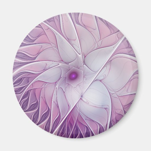 Schöne rosa Blume Moderne Abstrakte Fraktal Kunst, Magnet (Vorne)