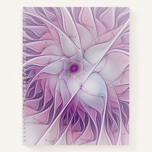 Schöne rosa Blume Moderne Abstrakte Fraktal Kunst, Notizblock (Vorderseite)