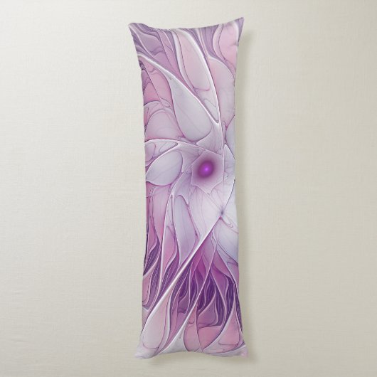 Schöne rosa Blume Moderne Abstrakte Fraktal Kunst, Seitenschläferkissen (Rückseite (Vertikal))