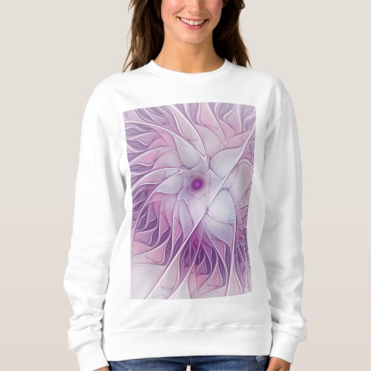 Schöne rosa Blume Moderne Abstrakte Fraktal Kunst, Sweatshirt (Vorderseite)