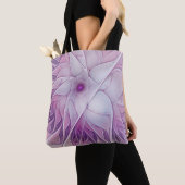 Schöne rosa Blume Moderne Abstrakte Fraktal Kunst, Tasche (Von Nahem)