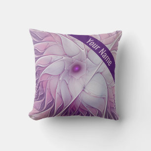 Schöne rosa Blume Moderne Abstrakte Kunst Name Kissen