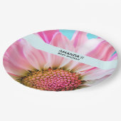 Schöne rosa Blume Nah Foto Babydusche Pappteller (Schrägansicht)