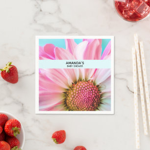 Schöne rosa Blume Nah Foto Babydusche Serviette