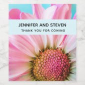 Schöne rosa Blume Nah Foto Hochzeit Weinetikett (Einzelnes Label)