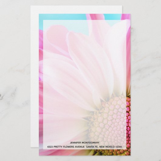 Schöne rosa Blume Nah Up Foto Briefpapier (Vorne/Hinten)