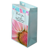 Schöne rosa Blume Nah Up Foto Danke Kleine Geschenktüte (Rückseite Schrägansicht)