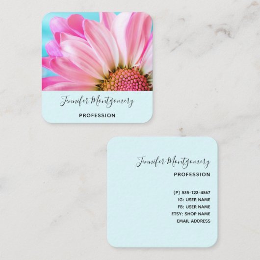 Schöne rosa Blume Nah Up Foto Quadratische Visitenkarte (Vorne/Hinten)